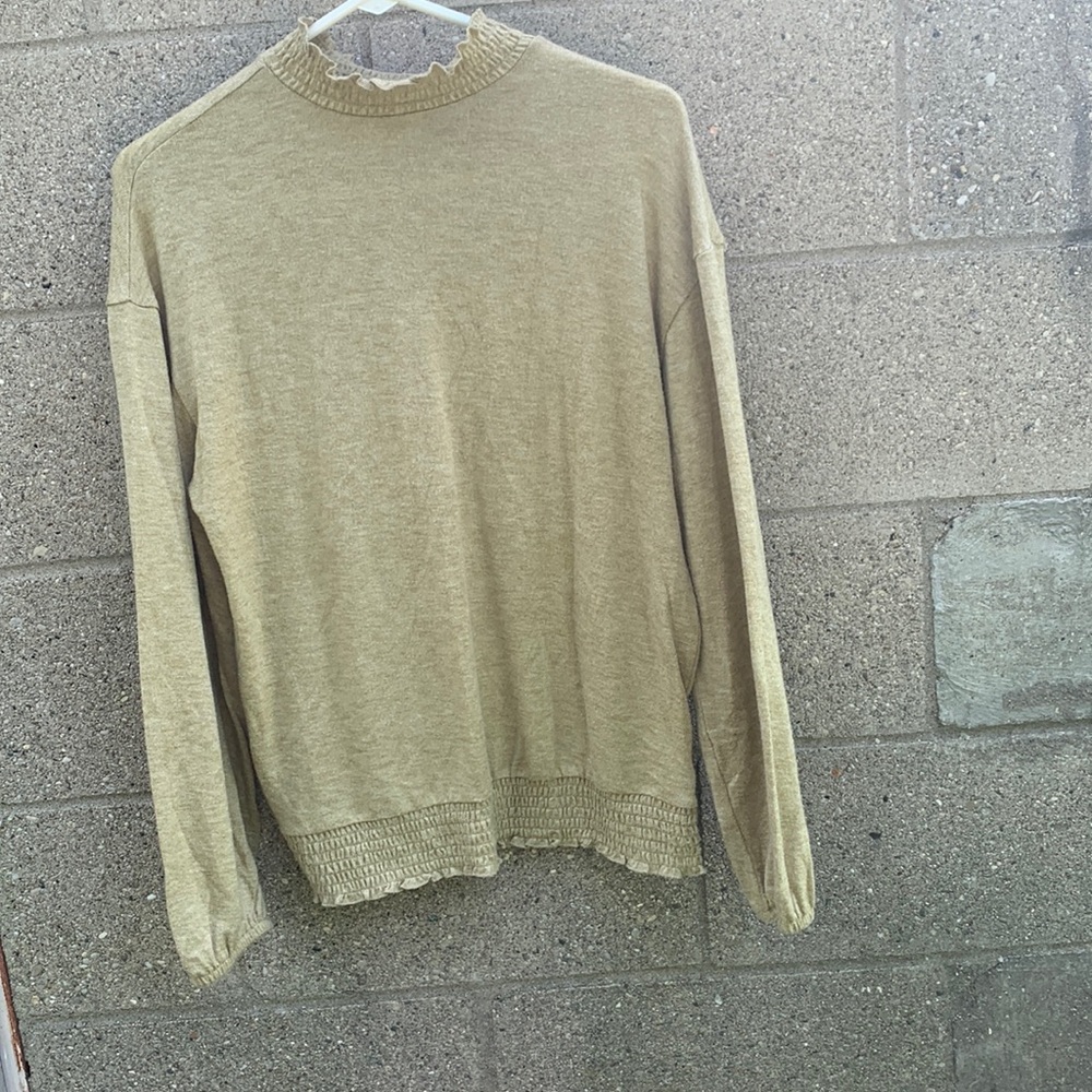 Light olive green, A New Day, Turtle Neck, Balloon Sleeve Sweater, size M